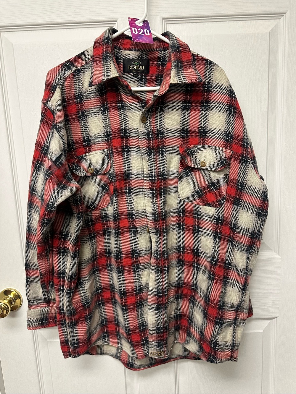 RedHead Men's Red and Cream Plaid Button-Down Shirt